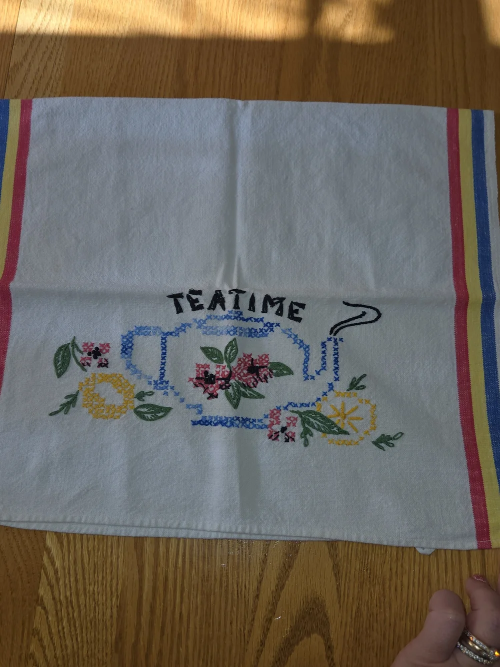 Vintage Cannon Embroidered Kitchen Towels Set of 8 Retro Handmade Cotton